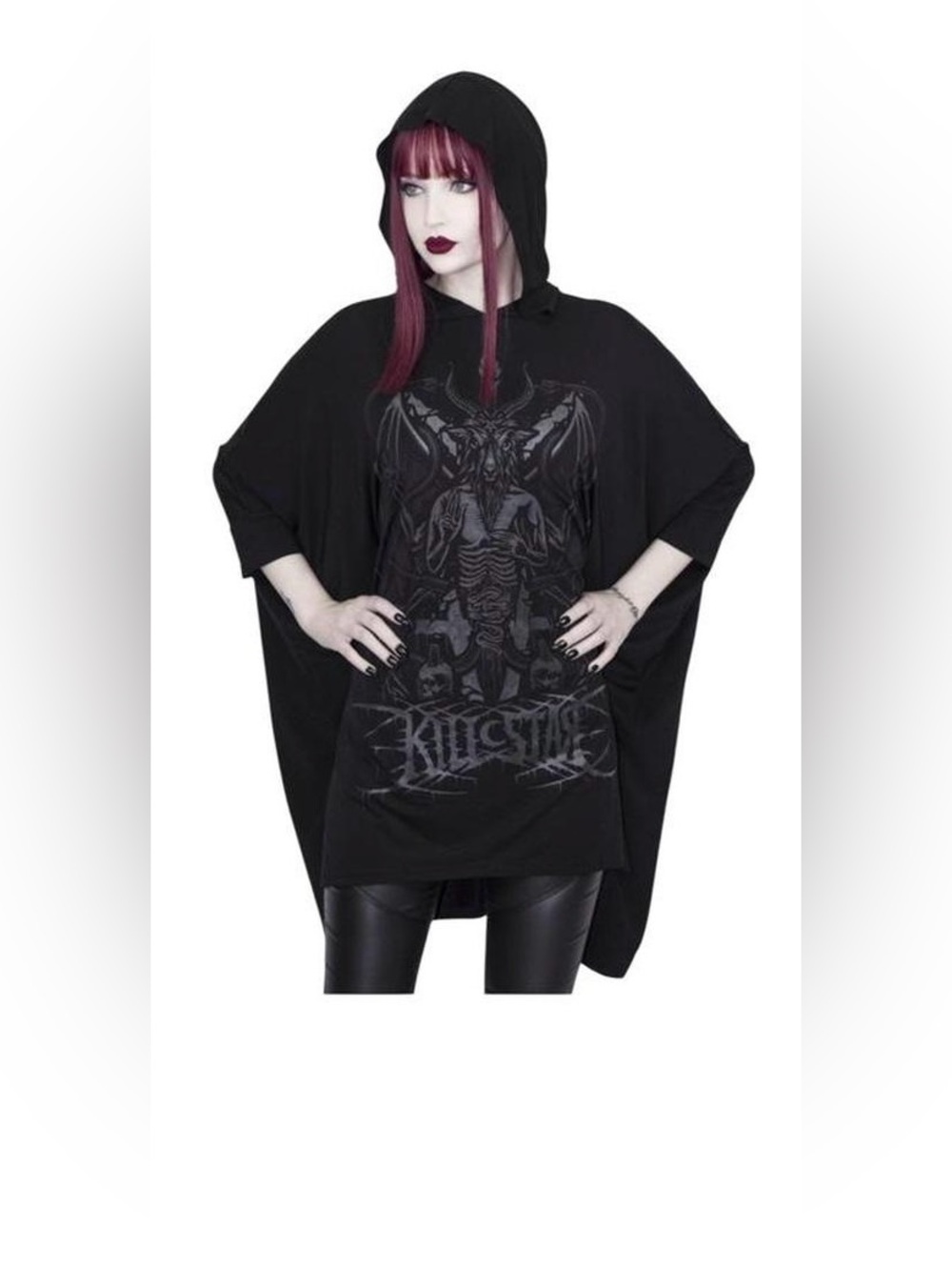 Killstar Black Gothic Hooded Tunic with Dark Graphic Print